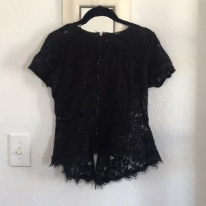 Black lace peplum shirt. See through. Super sexy